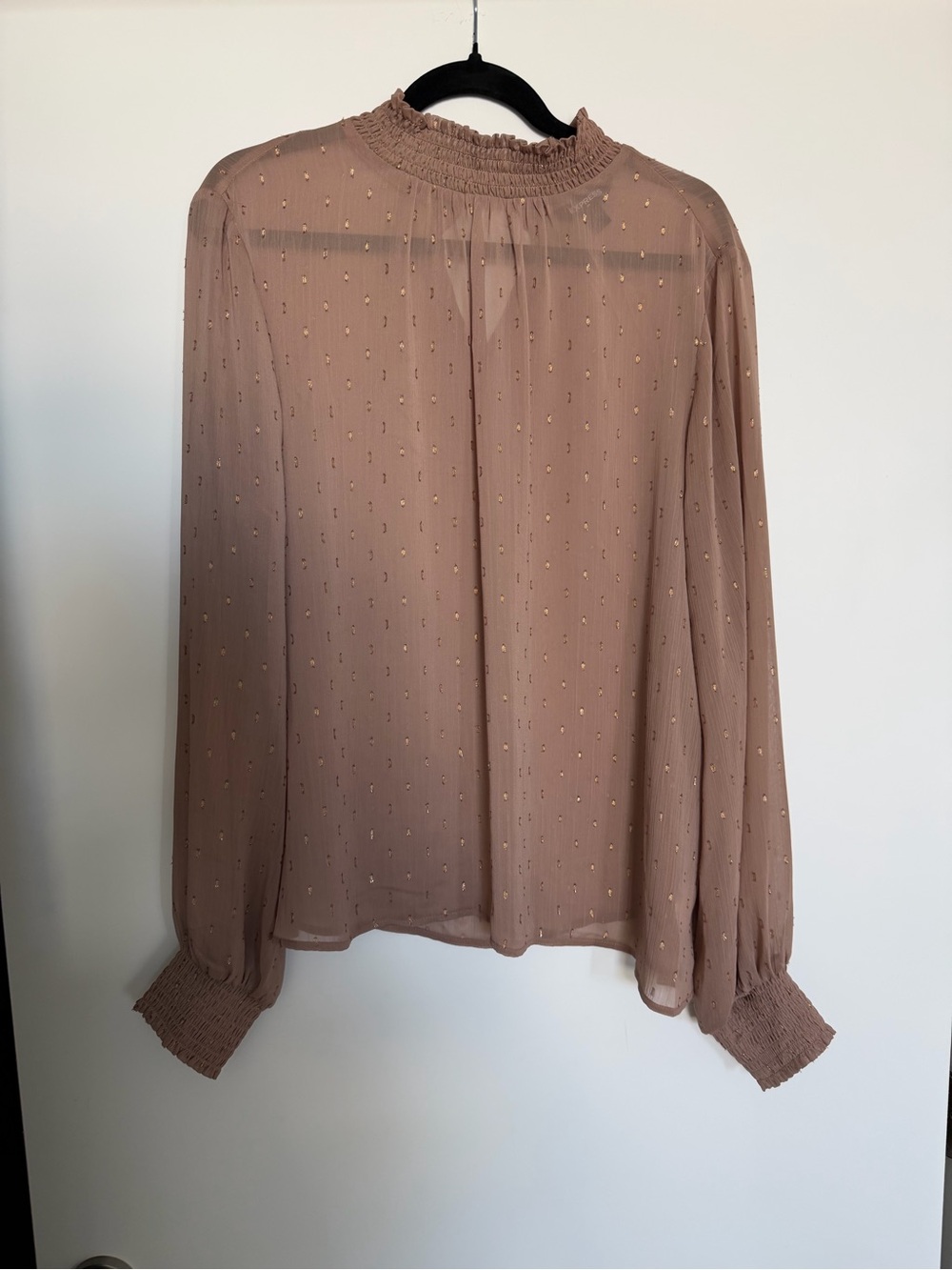 Express Dusty Rose Sheer Blouse with Metallic Dots